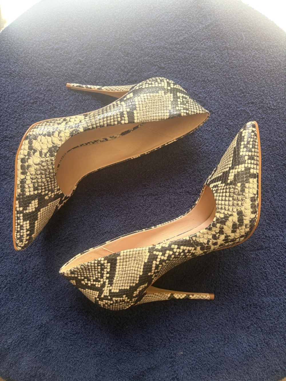 Aldo Snake-Print Pointed Toe Stilettos in Black and Cream